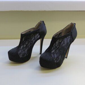 De Blossom High Heel Platform Lace/Satin/Rhinestone Bootie